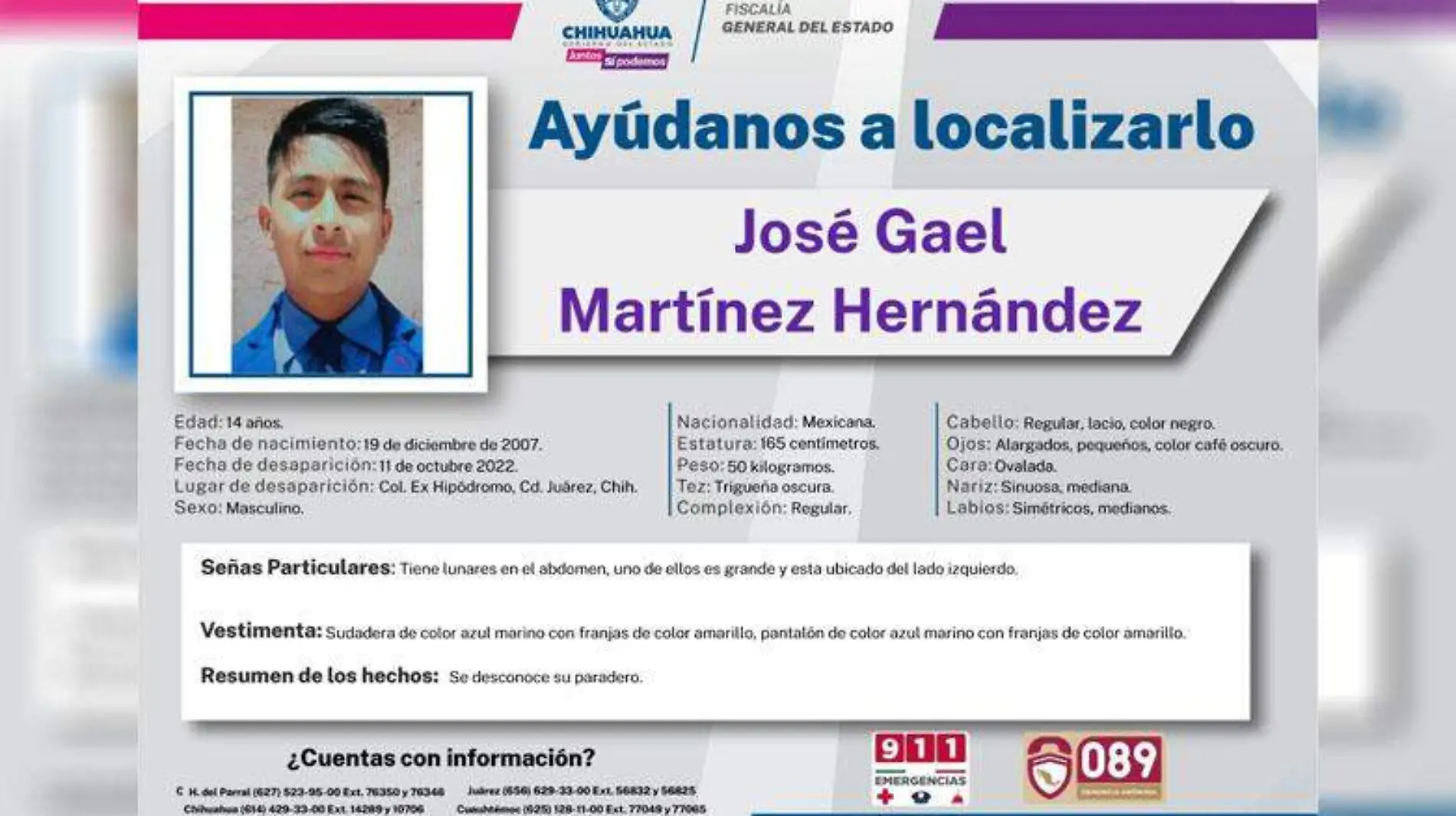 desaparecido José Gael Martínez Hernández